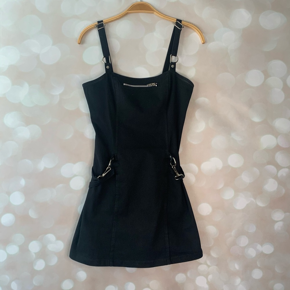 Lipservice Black Mini Dress with Metal Details